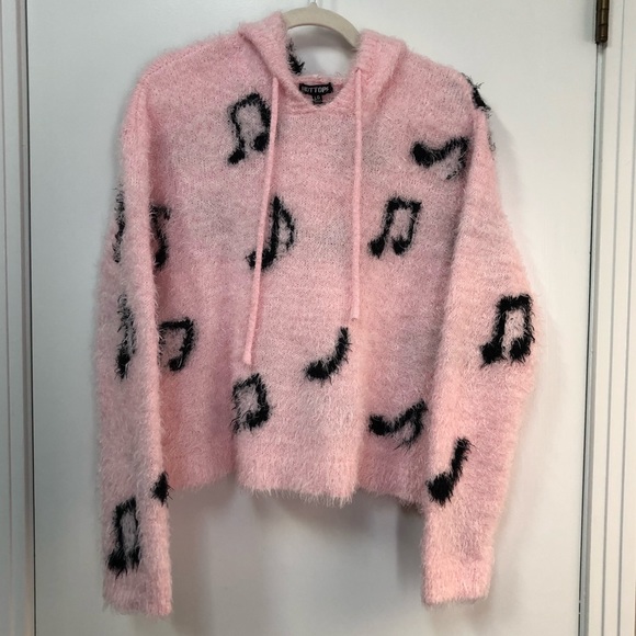 Pink Eyelash Sweater Hoodie Size 